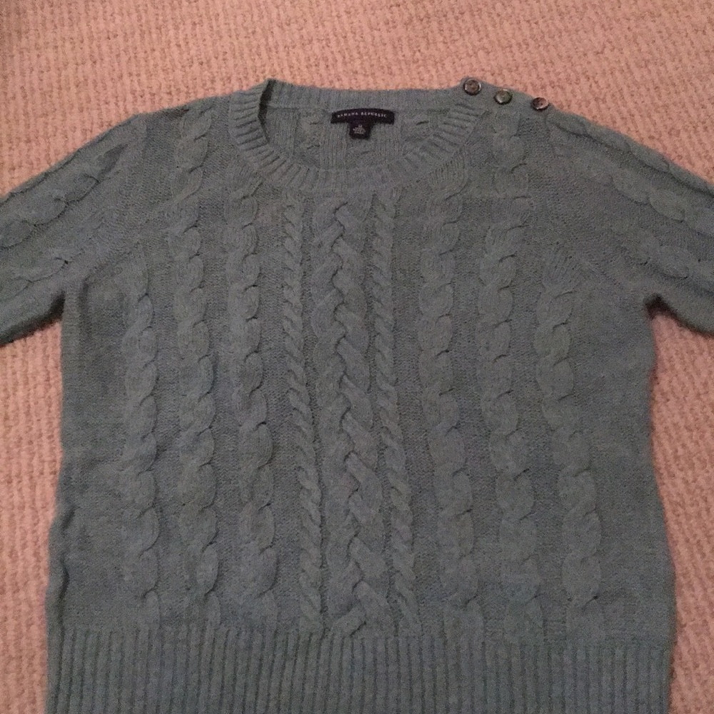 Short sleeve wool blend sweater